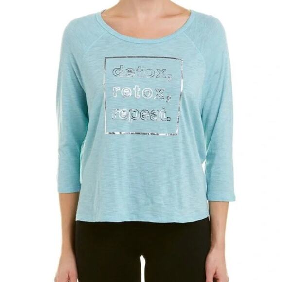Nanette Lepore Tops - NWT Nanette Lepore Play "detox, retox, repeat" Top Light Blue Size Small